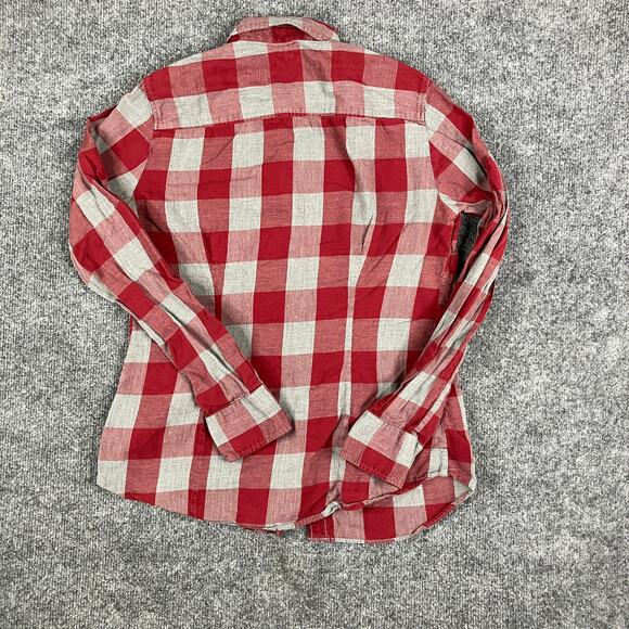 J.Crew Casual Button Shirt Mens Size S Red Gray Plaid Long Sleeve Lightweight - Picture 7 of 8